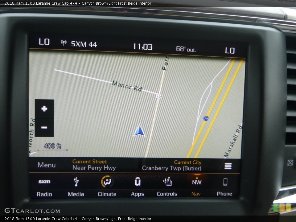 Canyon Brown/Light Frost Beige Interior Navigation for the 2018 Ram 1500 Laramie Crew Cab 4x4 #122745020