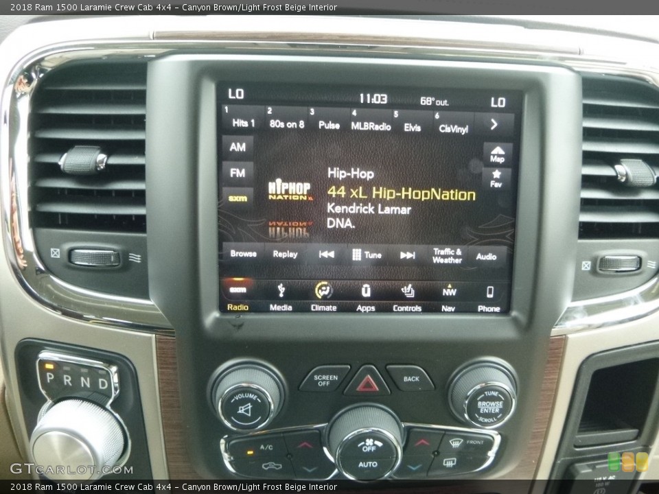 Canyon Brown/Light Frost Beige Interior Controls for the 2018 Ram 1500 Laramie Crew Cab 4x4 #122745047