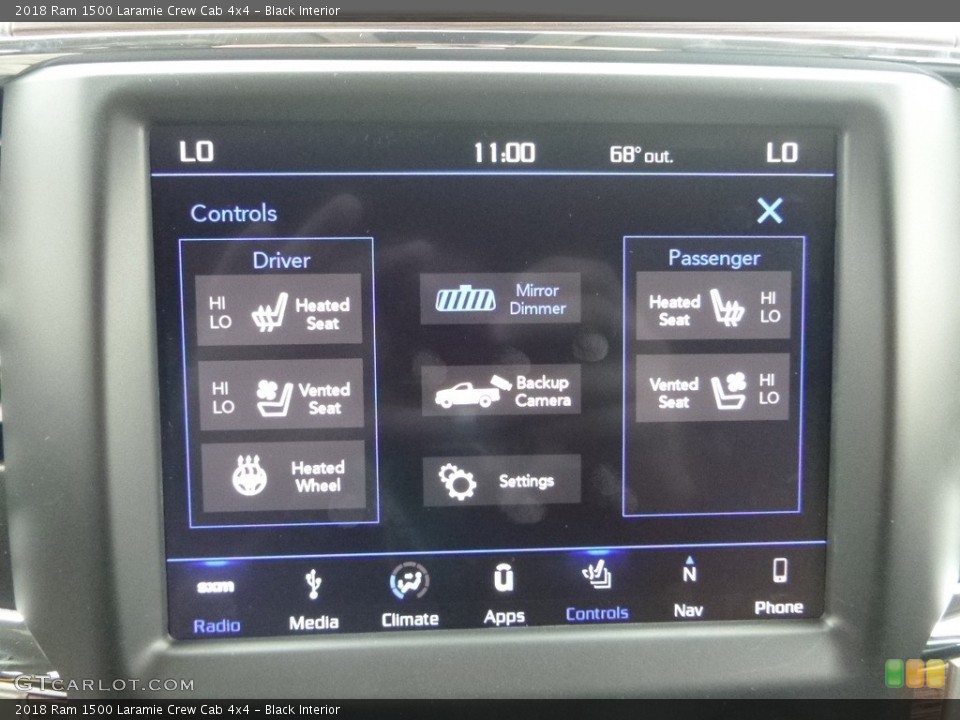 Black Interior Controls for the 2018 Ram 1500 Laramie Crew Cab 4x4 #122745581