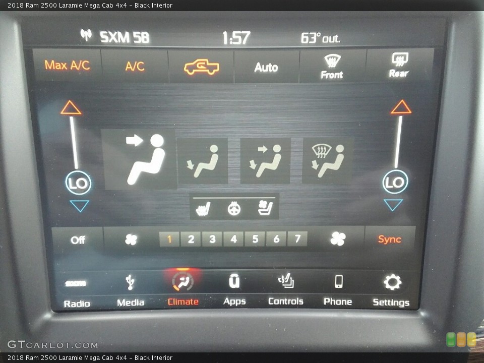 Black Interior Controls for the 2018 Ram 2500 Laramie Mega Cab 4x4 #122756468