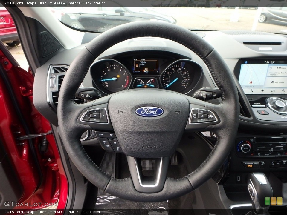 Charcoal Black Interior Steering Wheel for the 2018 Ford Escape Titanium 4WD #122770235