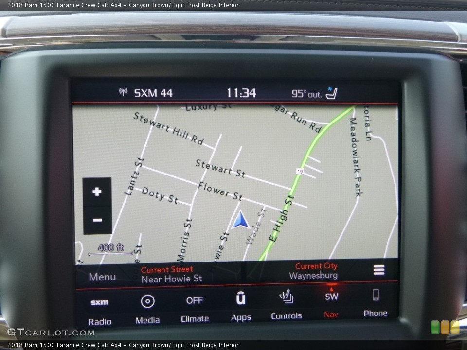 Canyon Brown/Light Frost Beige Interior Navigation for the 2018 Ram 1500 Laramie Crew Cab 4x4 #122843662