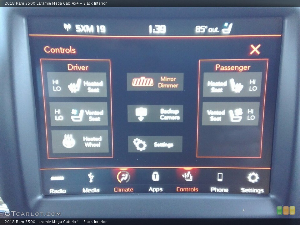 Black Interior Controls for the 2018 Ram 3500 Laramie Mega Cab 4x4 #122975370