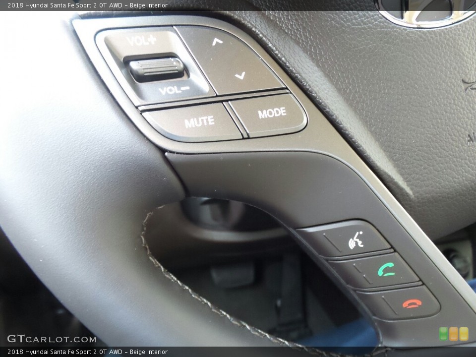Beige Interior Controls for the 2018 Hyundai Santa Fe Sport 2.0T AWD #122998221