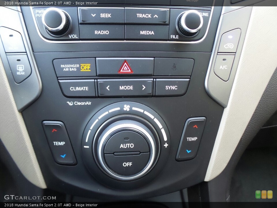 Beige Interior Controls for the 2018 Hyundai Santa Fe Sport 2.0T AWD #122998344