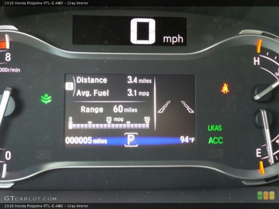 Gray Interior Gauges for the 2018 Honda Ridgeline RTL-E AWD #123000645