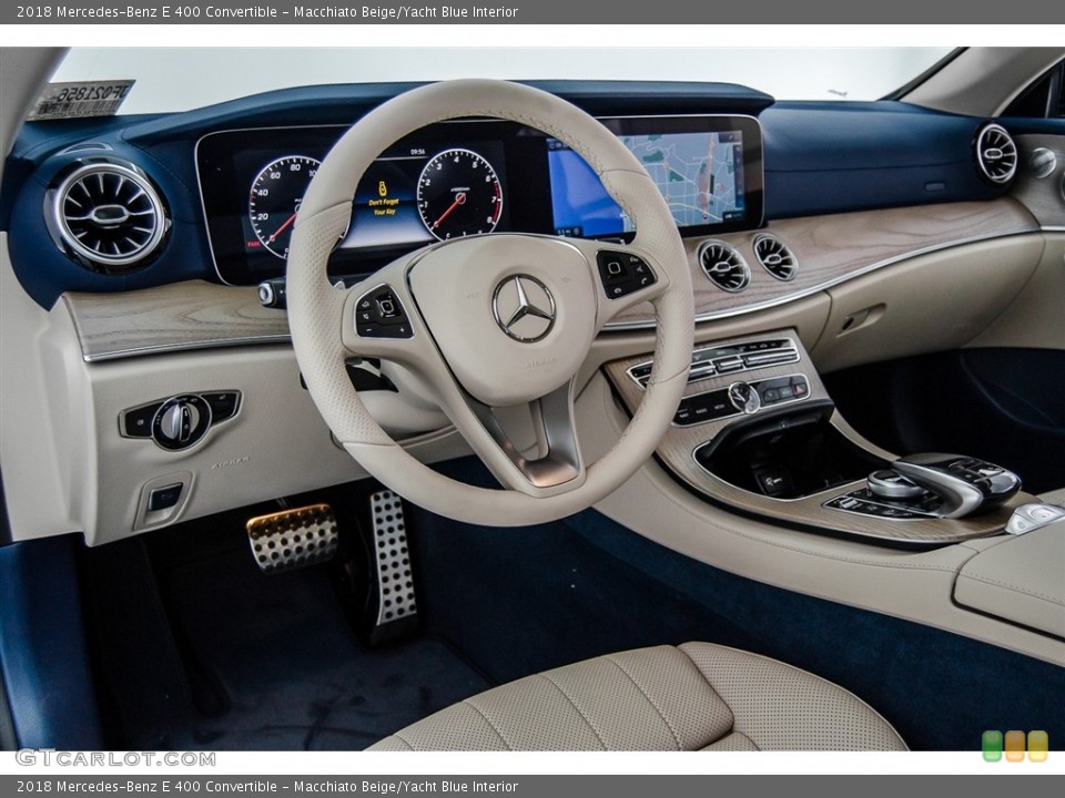 Macchiato Beige/Yacht Blue Interior Photo for the 2018 Mercedes-Benz E 400 Convertible #123005388