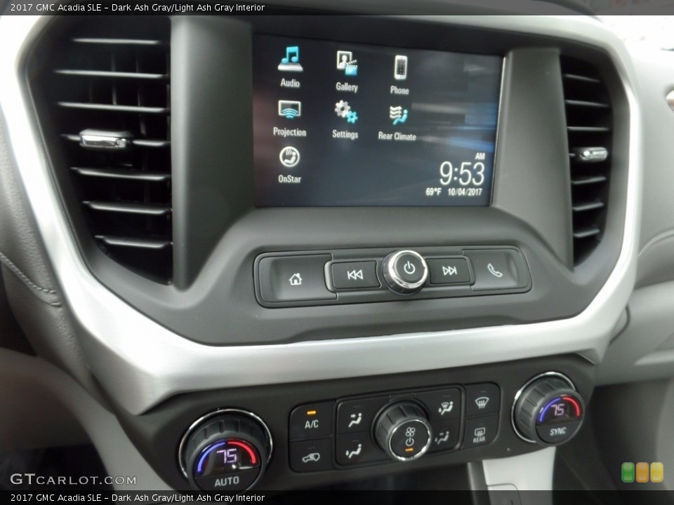 Dark Ash Gray/Light Ash Gray Interior Controls for the 2017 GMC Acadia SLE #123149405