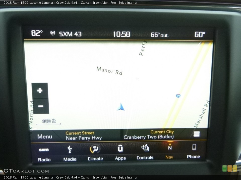 Canyon Brown/Light Frost Beige Interior Navigation for the 2018 Ram 1500 Laramie Longhorn Crew Cab 4x4 #123153404