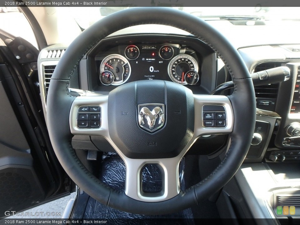 Black Interior Steering Wheel for the 2018 Ram 2500 Laramie Mega Cab 4x4 #123222202