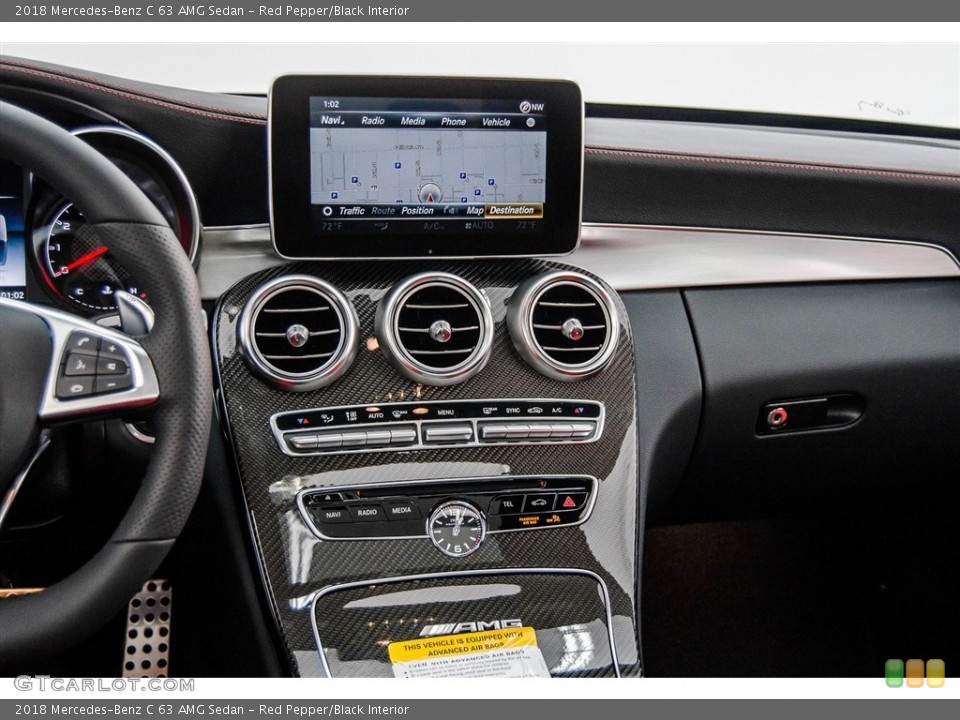 Red Pepper/Black Interior Controls for the 2018 Mercedes-Benz C 63 AMG Sedan #123245977