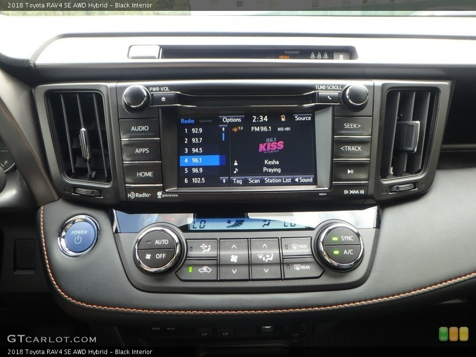 Black Interior Controls for the 2018 Toyota RAV4 SE AWD Hybrid #123299313