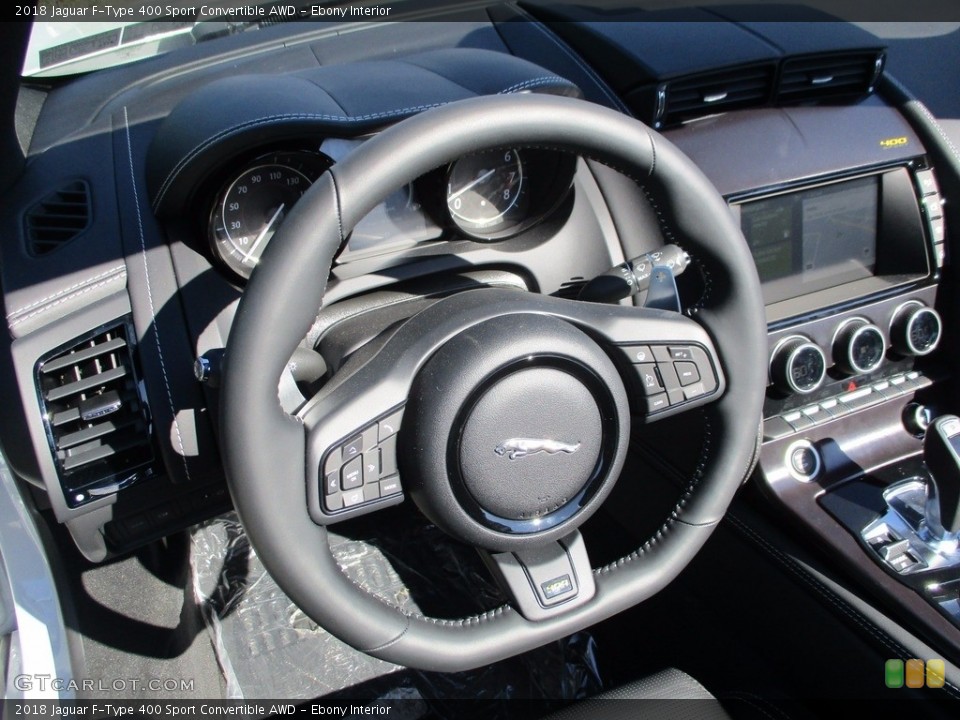 Ebony Interior Steering Wheel for the 2018 Jaguar F-Type 400 Sport Convertible AWD #123345050