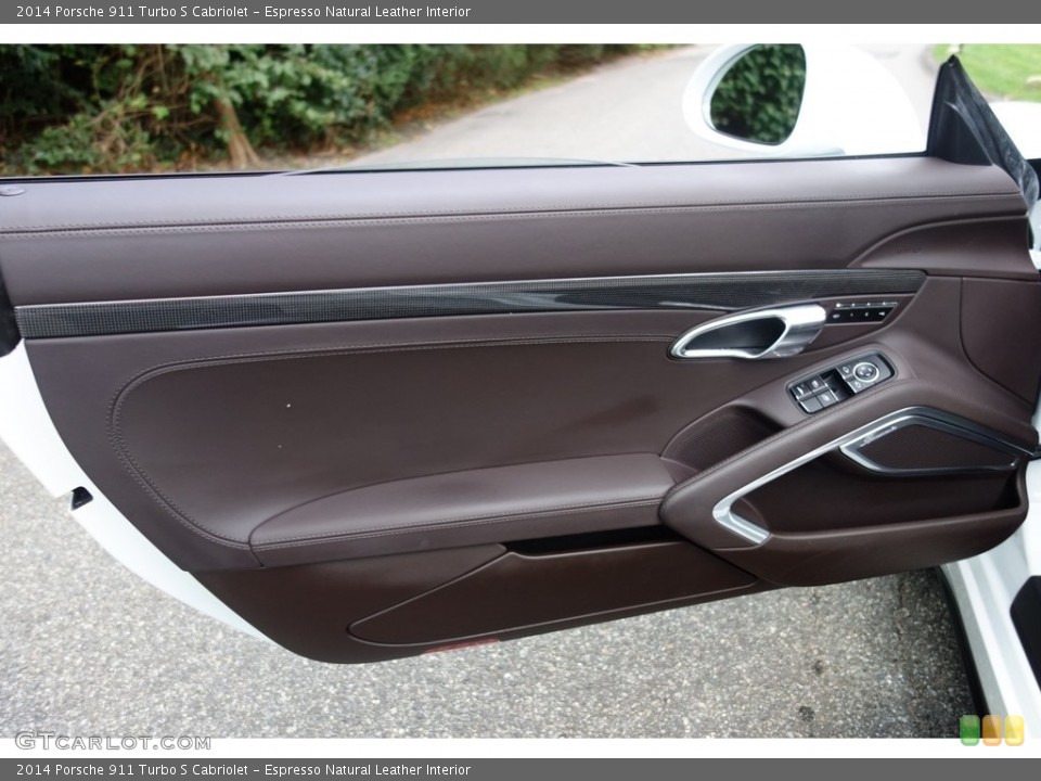 Espresso Natural Leather Interior Door Panel for the 2014 Porsche 911 Turbo S Cabriolet #123347873