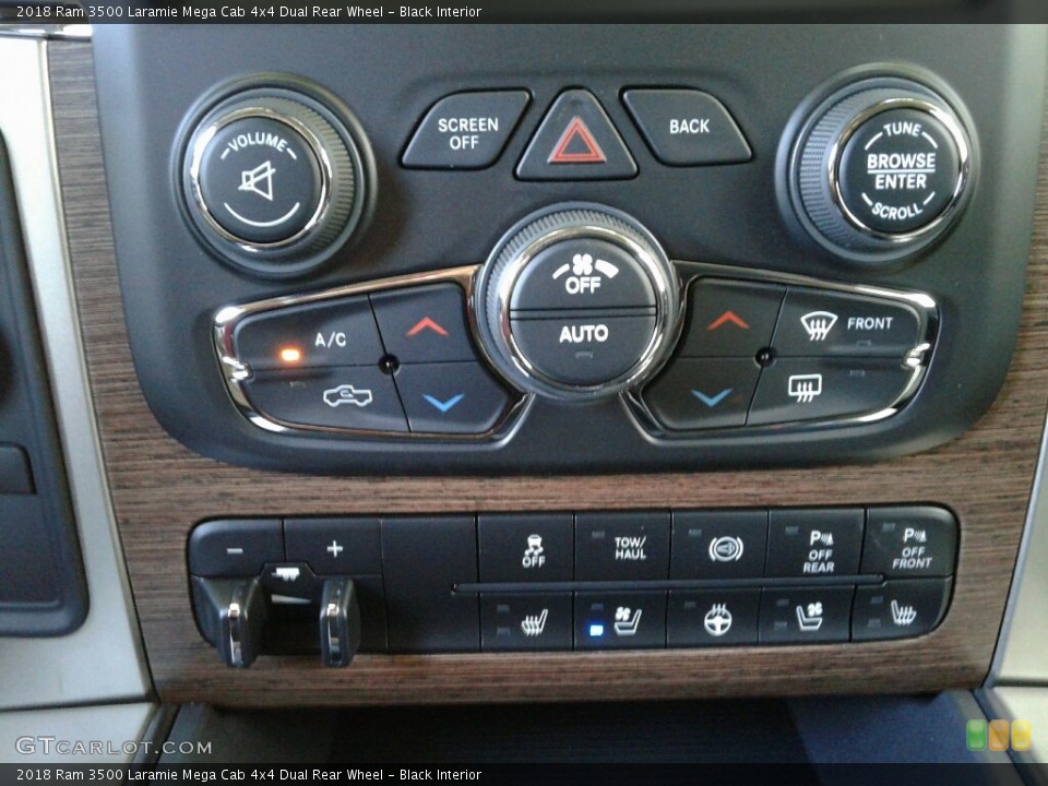 Black Interior Controls for the 2018 Ram 3500 Laramie Mega Cab 4x4 Dual Rear Wheel #123362546