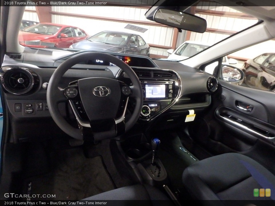 Blue/Dark Gray Two-Tone Interior Dashboard for the 2018 Toyota Prius c Two #123374917