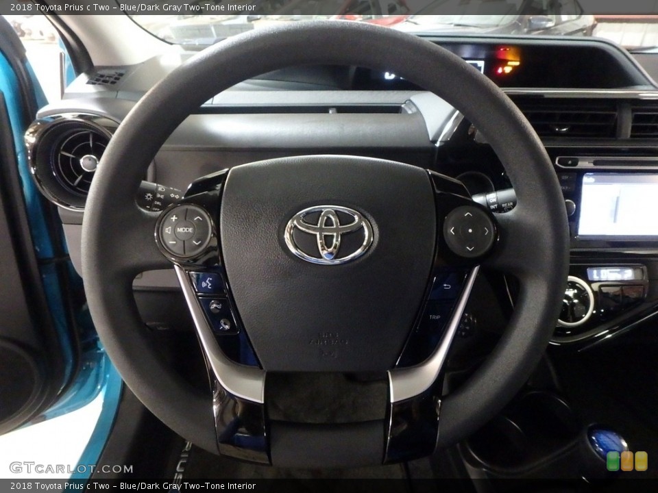Blue/Dark Gray Two-Tone Interior Steering Wheel for the 2018 Toyota Prius c Two #123375091