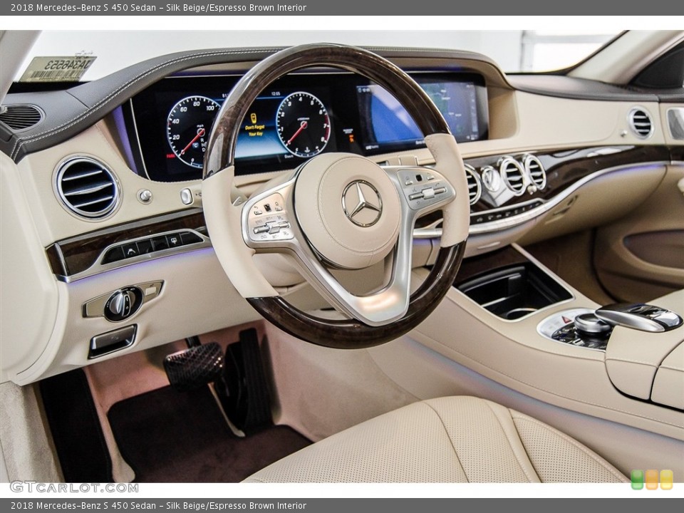 Silk Beige/Espresso Brown Interior Dashboard for the 2018 Mercedes-Benz S 450 Sedan #123395305