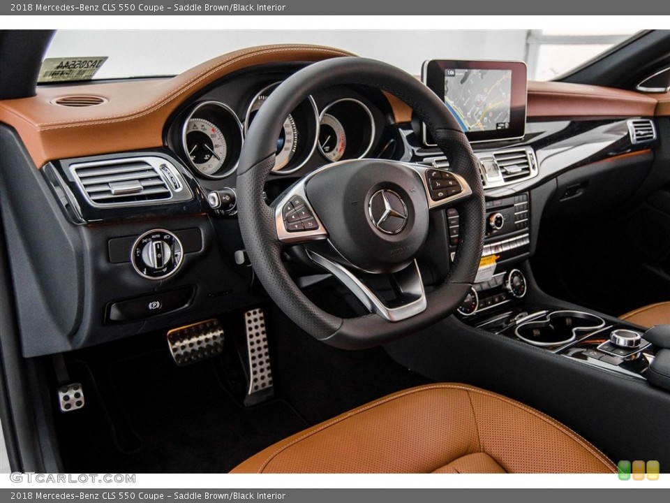 Saddle Brown/Black Interior Dashboard for the 2018 Mercedes-Benz CLS 550 Coupe #123396226