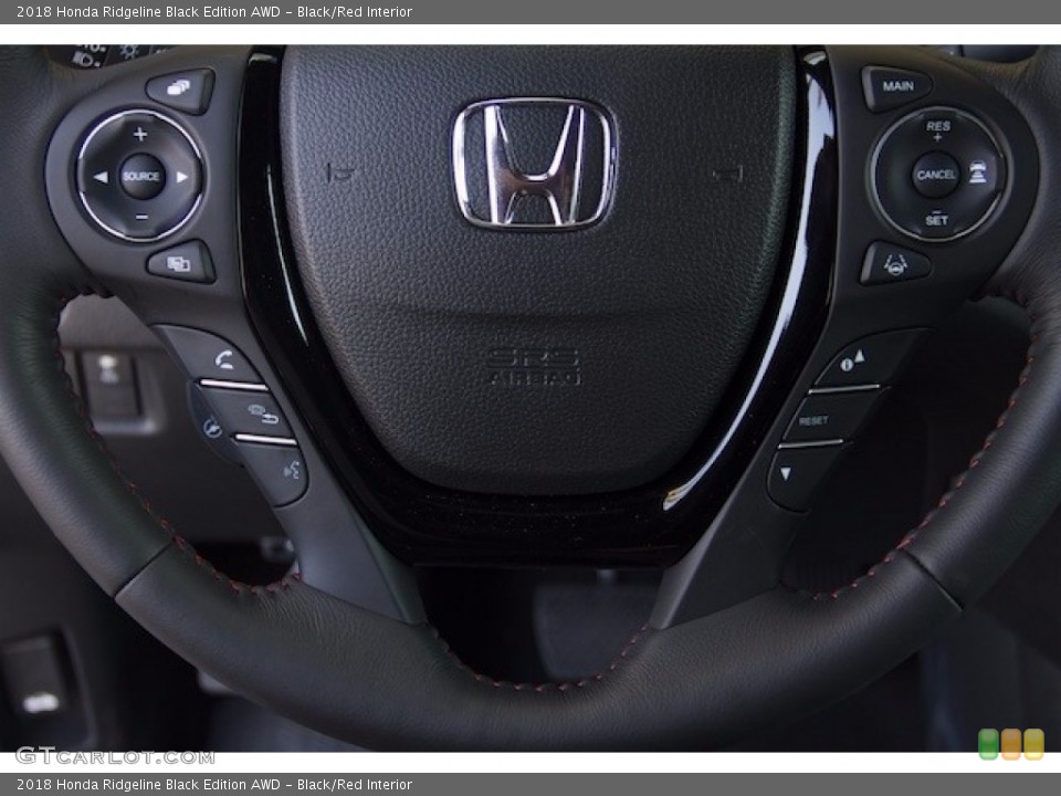 Black/Red Interior Steering Wheel for the 2018 Honda Ridgeline Black Edition AWD #123397969