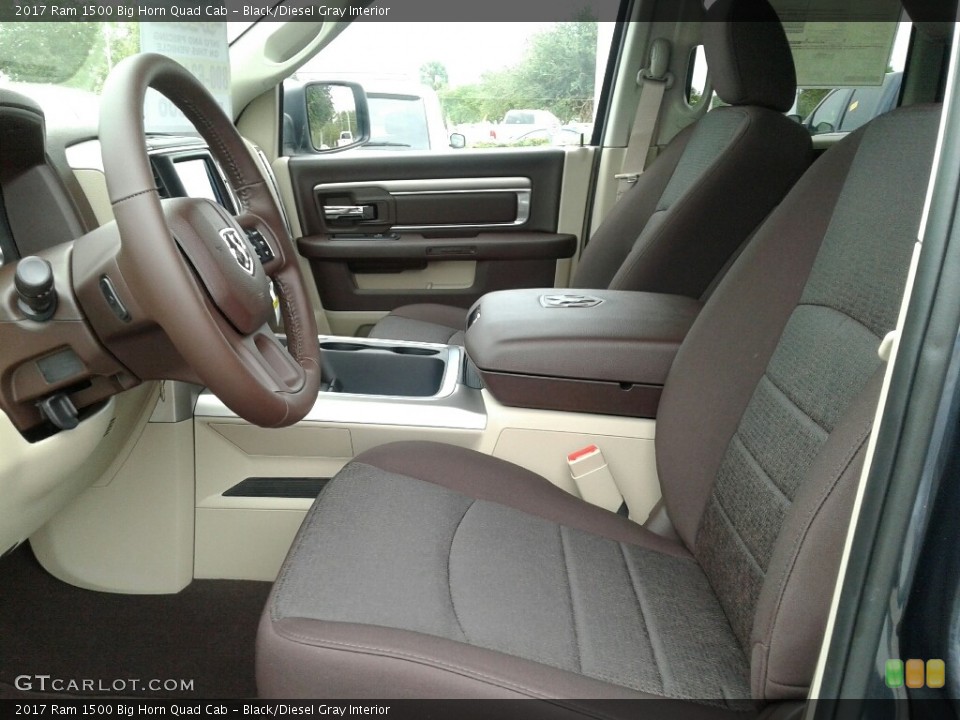 Black/Diesel Gray Interior Front Seat for the 2017 Ram 1500 Big Horn Quad Cab #123459881