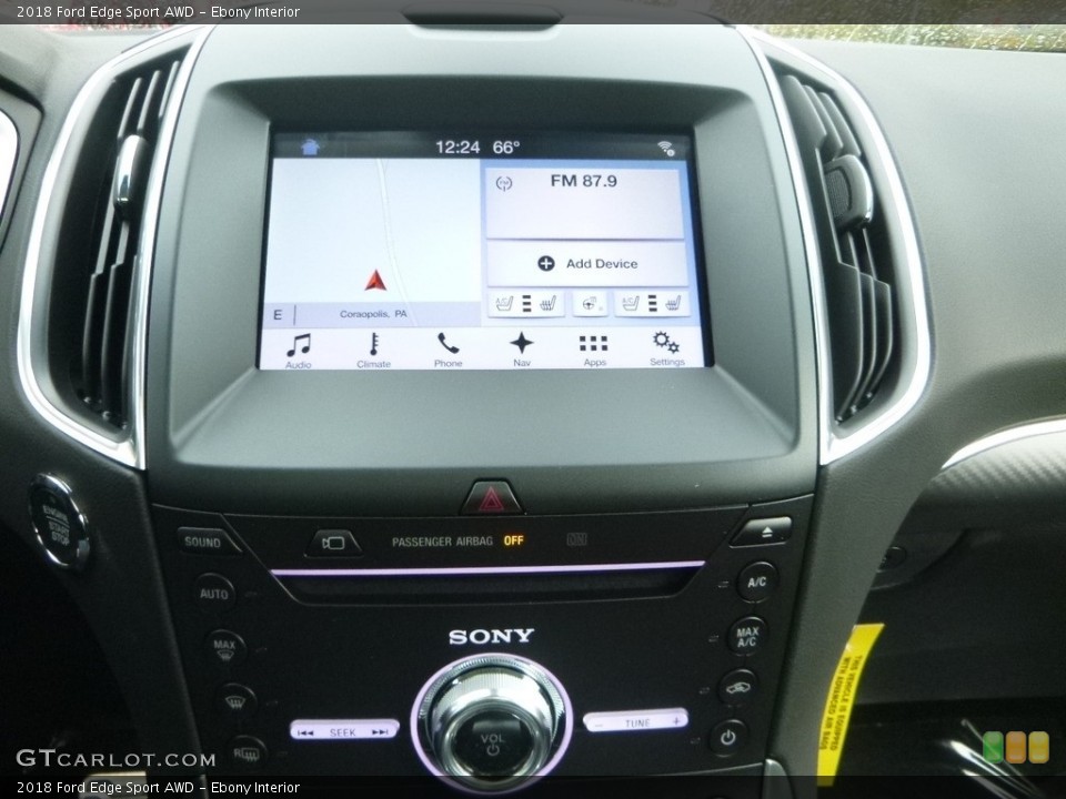 Ebony Interior Navigation for the 2018 Ford Edge Sport AWD #123463692