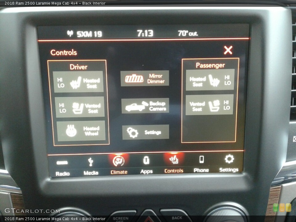 Black Interior Controls for the 2018 Ram 2500 Laramie Mega Cab 4x4 #123466340