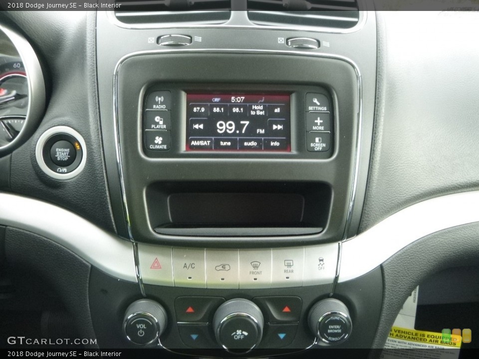Black Interior Controls for the 2018 Dodge Journey SE #123469400