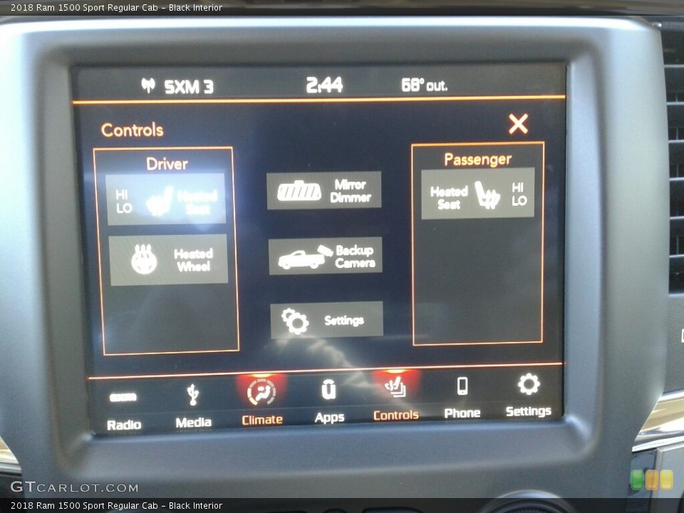 Black Interior Controls for the 2018 Ram 1500 Sport Regular Cab #123524195