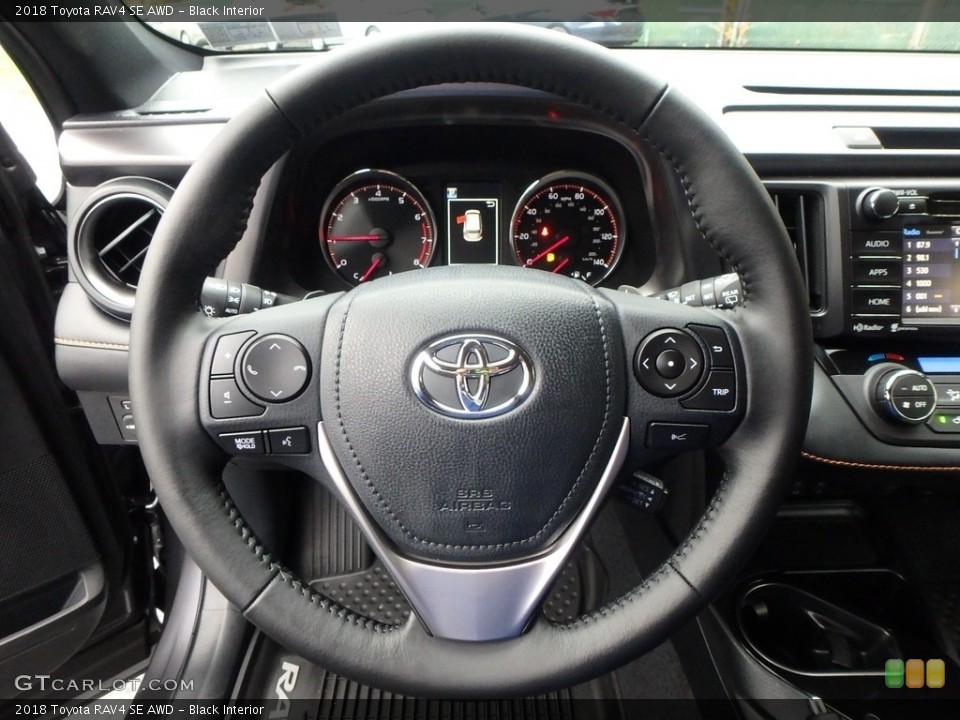 Black Interior Steering Wheel for the 2018 Toyota RAV4 SE AWD #123552025