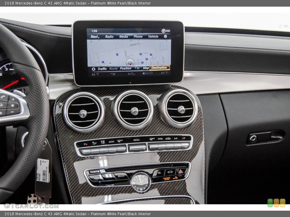 Platinum White Pearl/Black Interior Controls for the 2018 Mercedes-Benz C 43 AMG 4Matic Sedan #123566410
