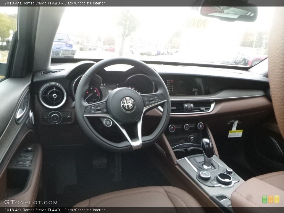 Black/Chocolate Interior Photo for the 2018 Alfa Romeo Stelvio Ti AWD #123574666