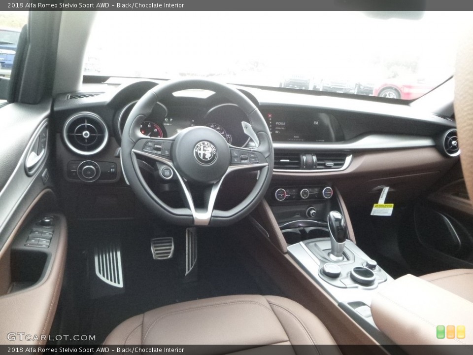 Black/Chocolate Interior Dashboard for the 2018 Alfa Romeo Stelvio Sport AWD #123576121