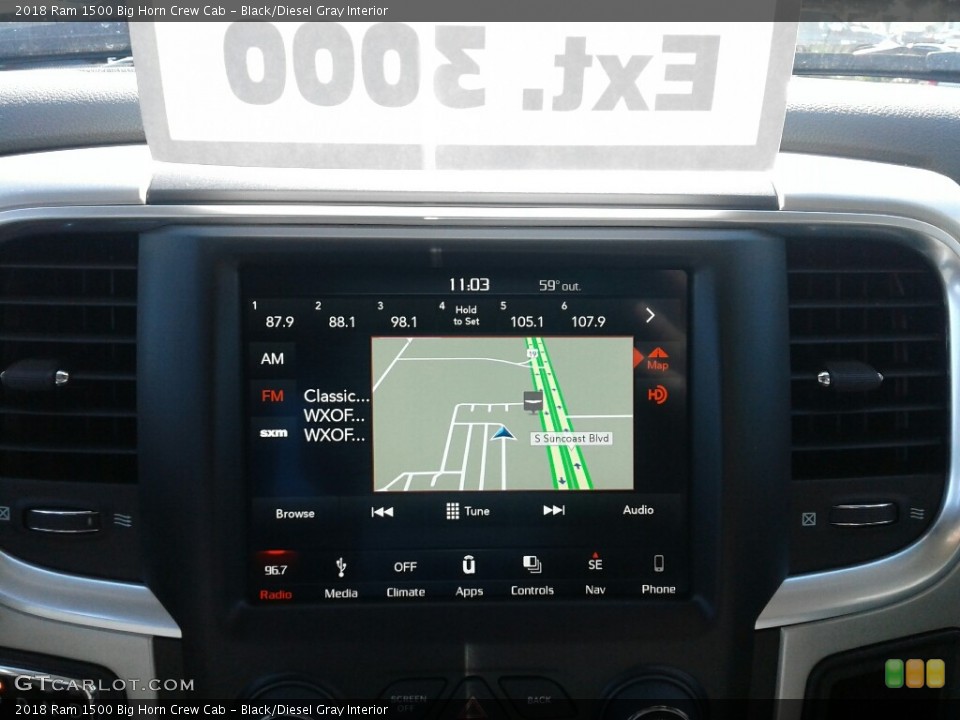 Black/Diesel Gray Interior Navigation for the 2018 Ram 1500 Big Horn Crew Cab #123583114