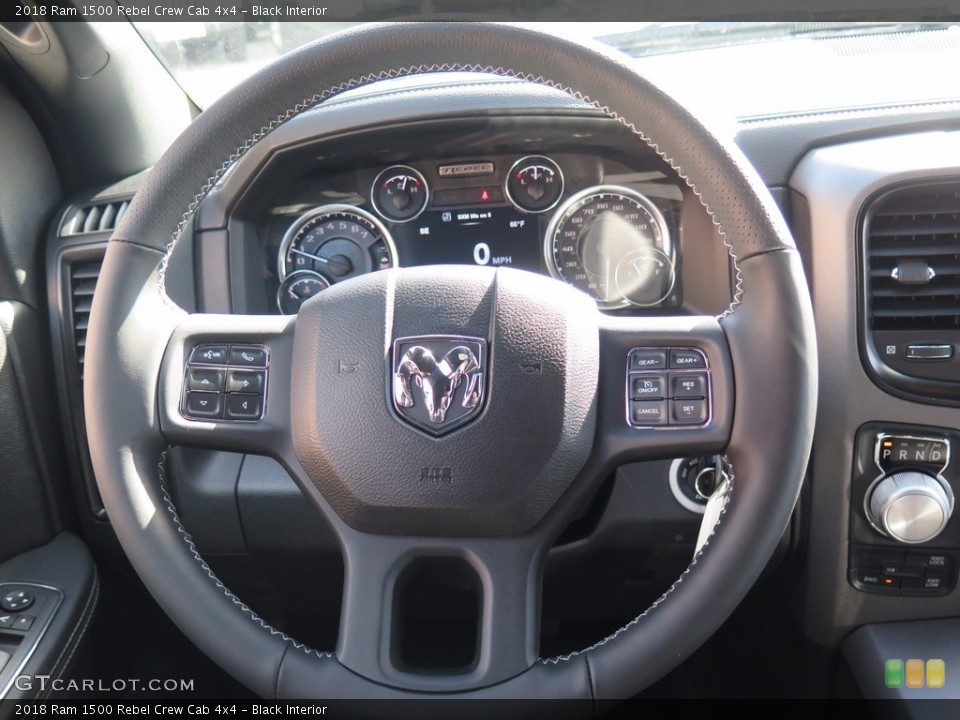 Black Interior Steering Wheel for the 2018 Ram 1500 Rebel Crew Cab 4x4 #123597986