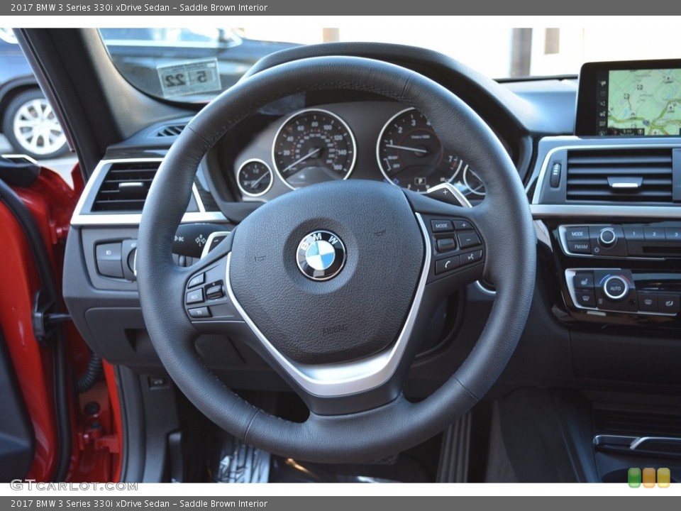 Saddle Brown Interior Steering Wheel for the 2017 BMW 3 Series 330i xDrive Sedan #123599582