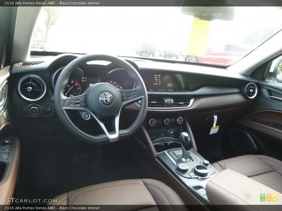 Black/Chocolate Interior Photo for the 2018 Alfa Romeo Stelvio AWD #123629425