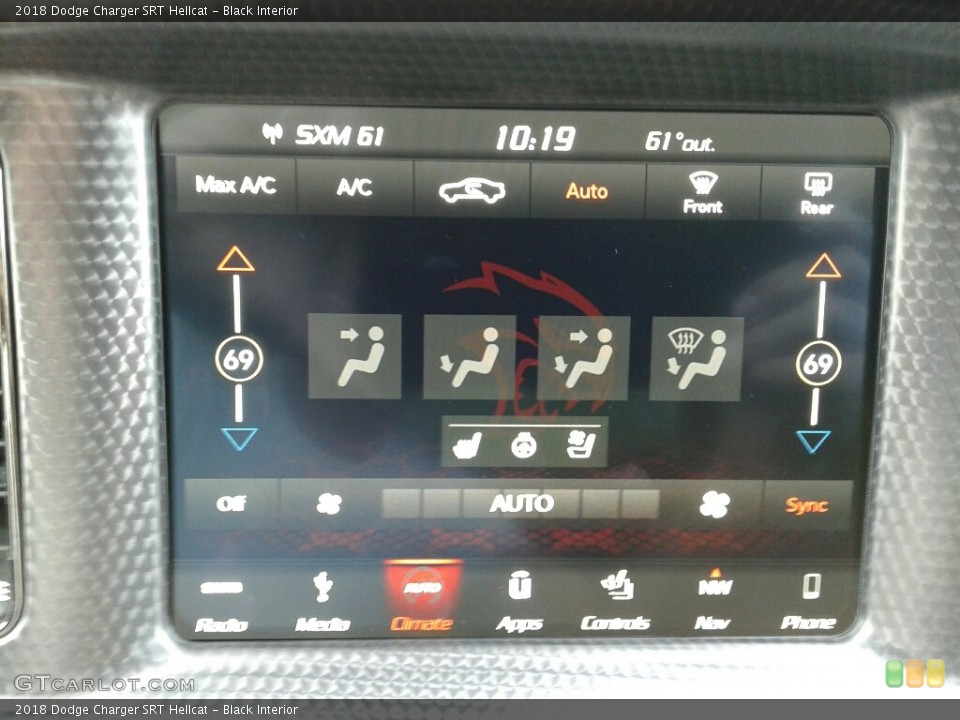 Black Interior Controls for the 2018 Dodge Charger SRT Hellcat #123643213