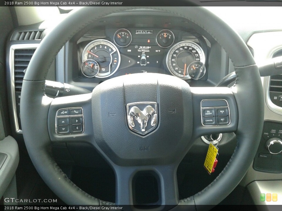 Black/Diesel Gray Interior Steering Wheel for the 2018 Ram 2500 Big Horn Mega Cab 4x4 #123653920