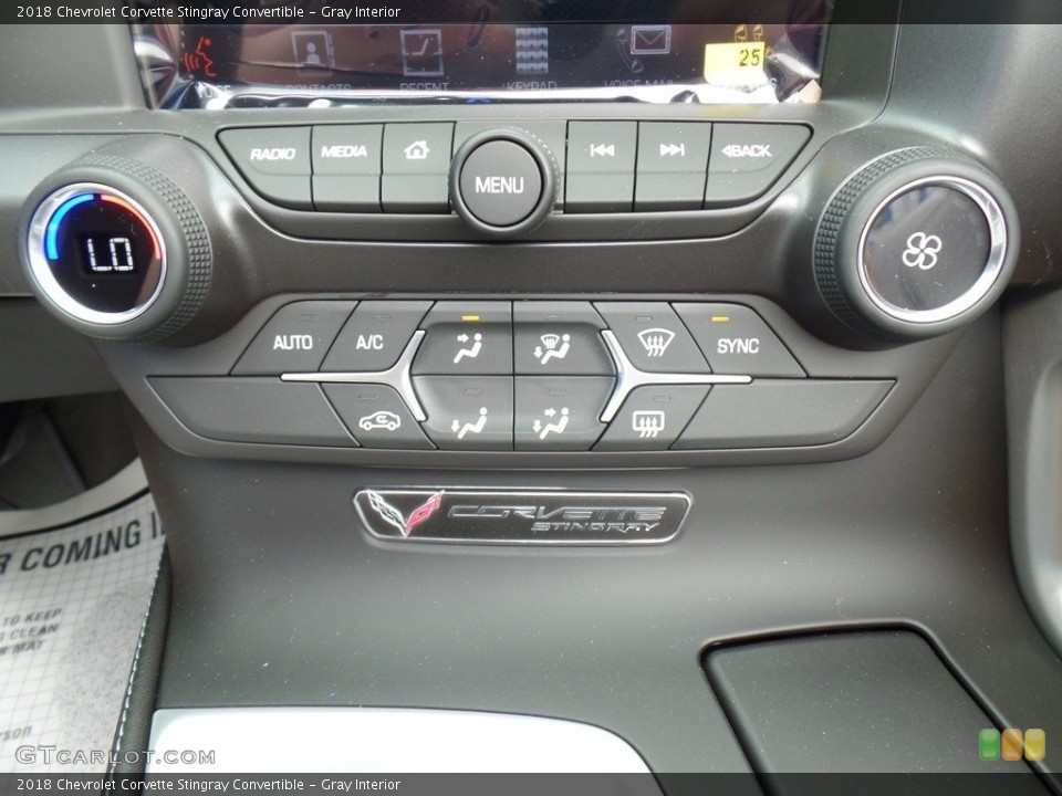 Gray Interior Controls for the 2018 Chevrolet Corvette Stingray Convertible #123657388