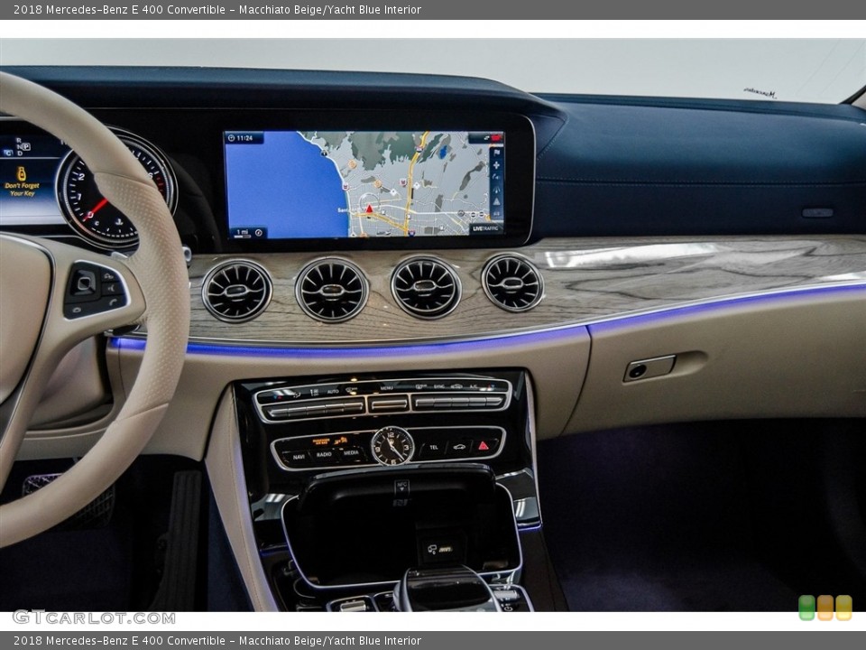 Macchiato Beige/Yacht Blue Interior Dashboard for the 2018 Mercedes-Benz E 400 Convertible #123663904