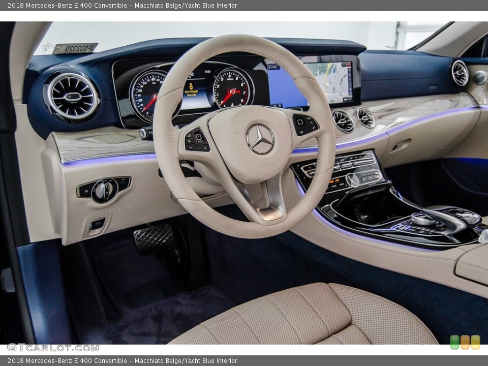Macchiato Beige/Yacht Blue Interior Front Seat for the 2018 Mercedes-Benz E 400 Convertible #123663925