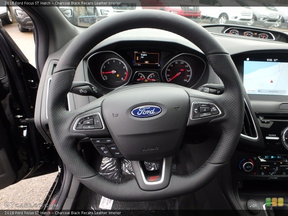 Charcoal Black Recaro Leather Interior Steering Wheel for the 2018 Ford Focus ST Hatch #123681107