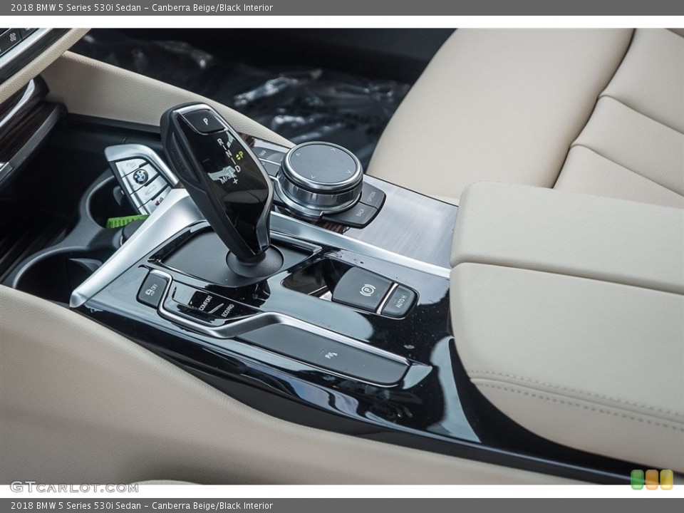 Canberra Beige/Black Interior Transmission for the 2018 BMW 5 Series 530i Sedan #123702490