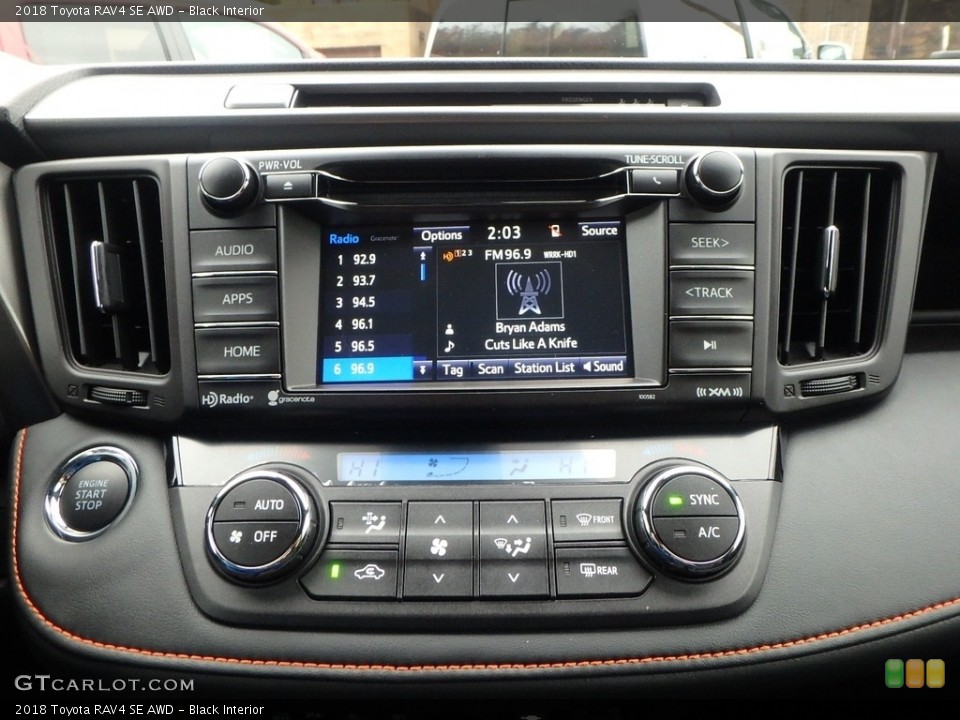 Black Interior Controls for the 2018 Toyota RAV4 SE AWD #123722105