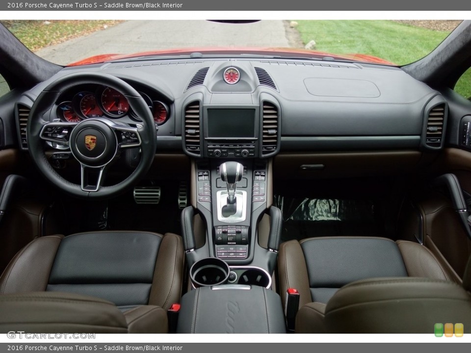 Saddle Brown/Black Interior Dashboard for the 2016 Porsche Cayenne Turbo S #123740993