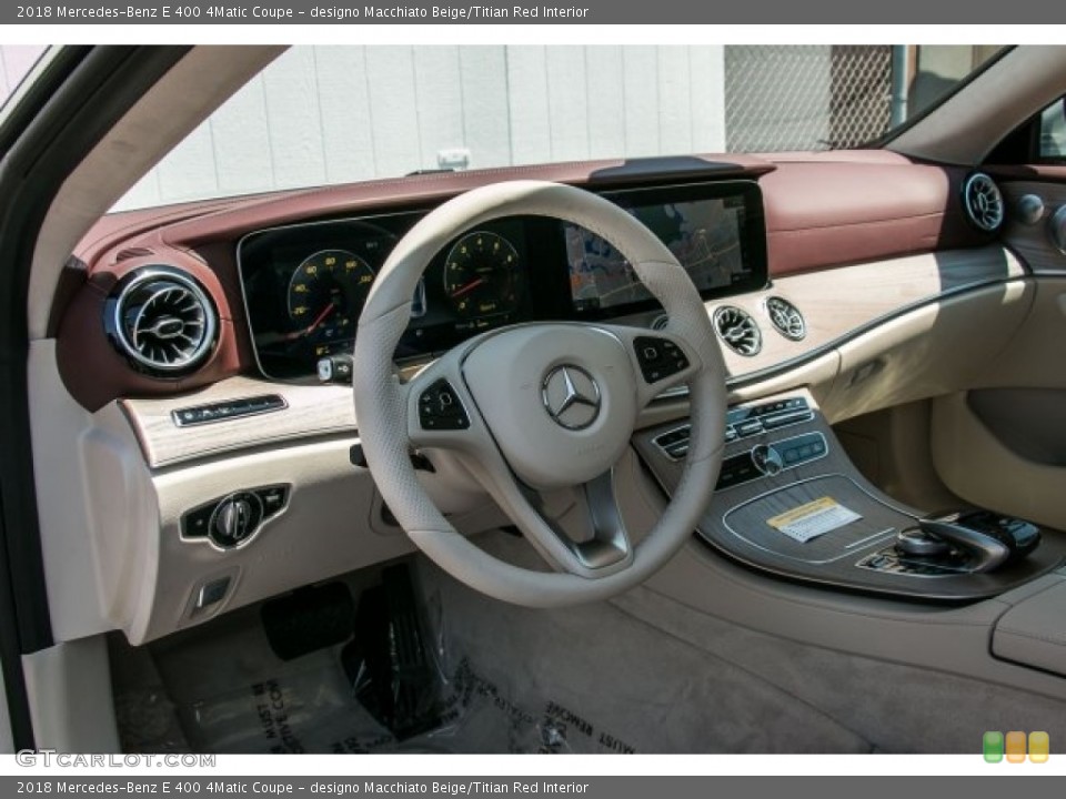 designo Macchiato Beige/Titian Red Interior Dashboard for the 2018 Mercedes-Benz E 400 4Matic Coupe #123776941
