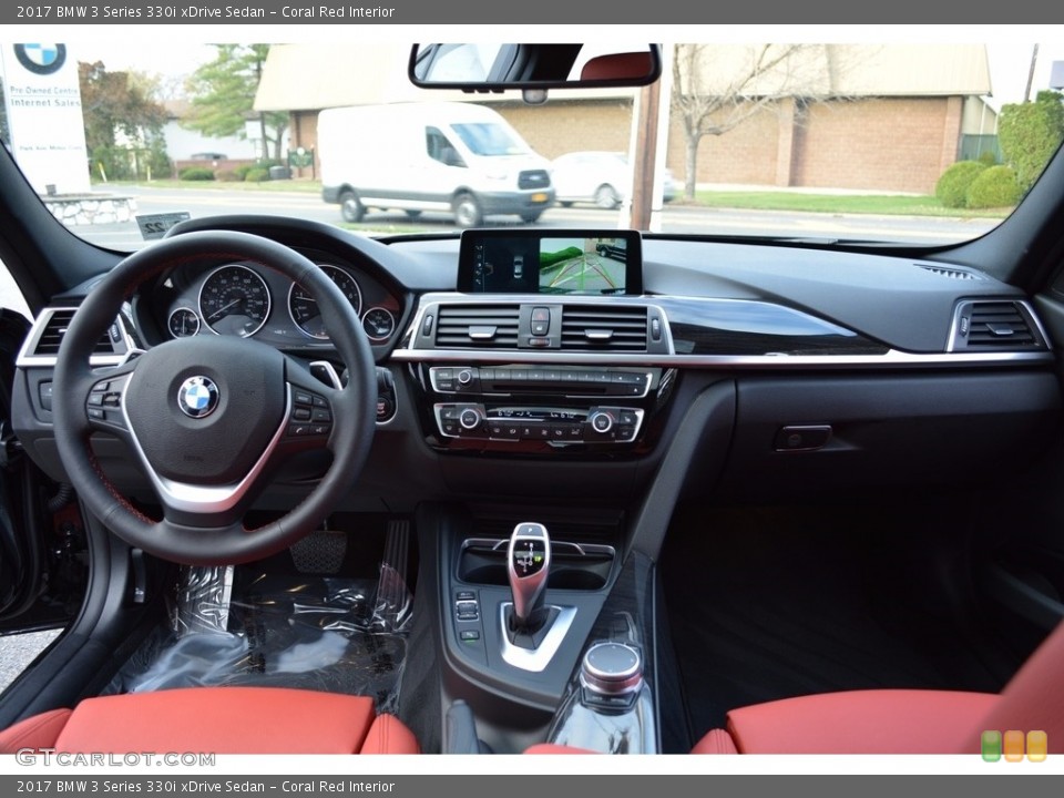 Coral Red Interior Dashboard for the 2017 BMW 3 Series 330i xDrive Sedan #123892507