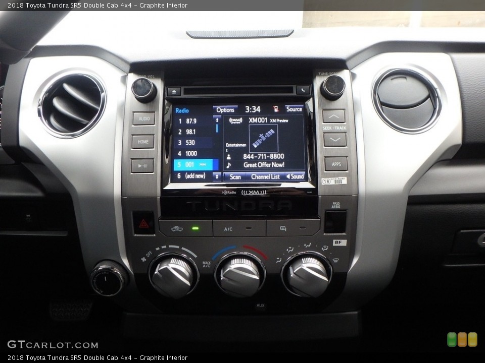 Graphite Interior Controls for the 2018 Toyota Tundra SR5 Double Cab 4x4 #123901031