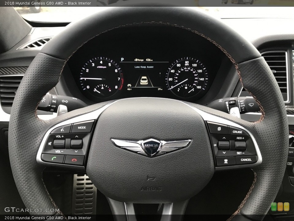 Black Interior Steering Wheel for the 2018 Hyundai Genesis G80 AWD #123902579